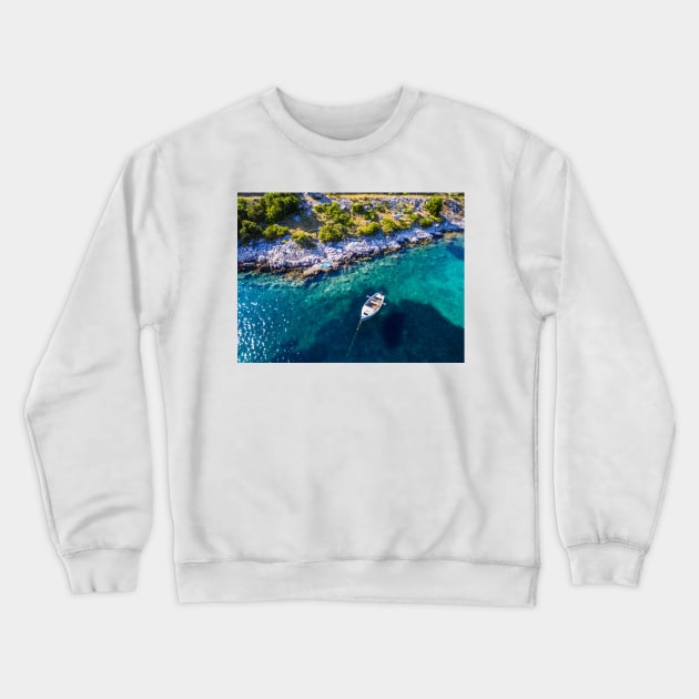 Boat in the bay Crewneck Sweatshirt by ivancoric